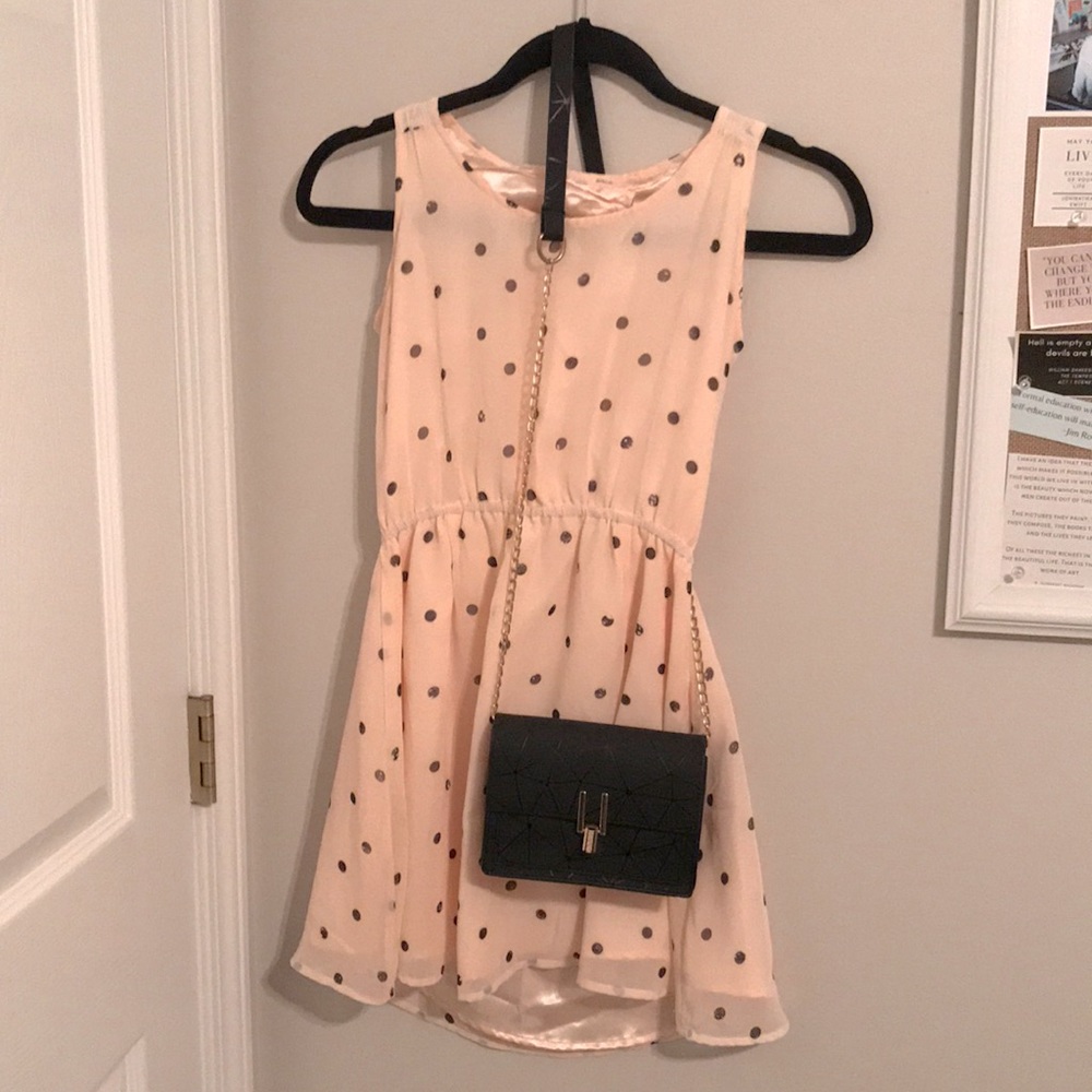 Meet Me In Paris Cute Polka Dot Pink & Black Mini Spring / Summer Cutout Dress